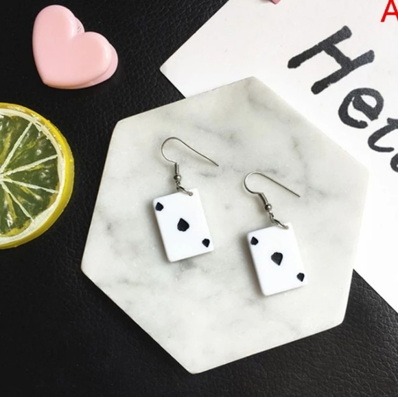NEW Poker Playing Cards Resin Drop Earrings - Picture 1 of 4